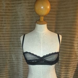 Black silk and lace bra